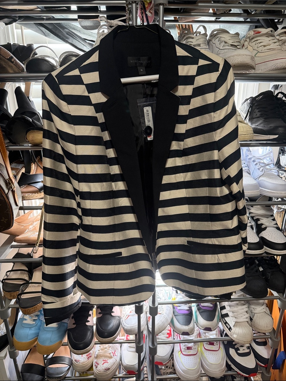 Worthington Black and Cream Striped Blazer